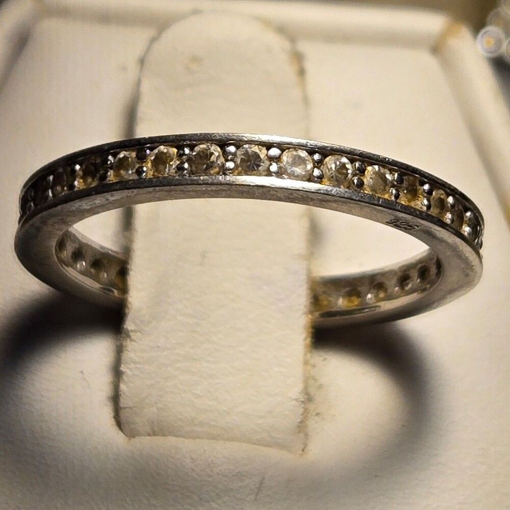 Sprarkly 360 Band vintage sterling silver ring sz 7